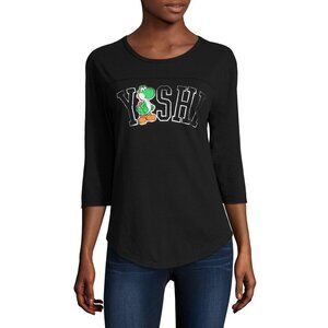 New! Super Mario Bros. Yoshi Foil Football Sleeve T-Shirt Nintendo Videogame